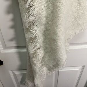Anthropologie Cream Fringed Scarf